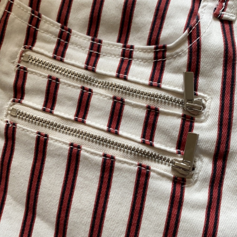 WeWoreWhat Rocker Low Rise Jeans In Ivory Stripe Size 29 - Picture 6 of 12